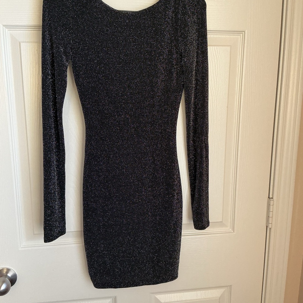 Silence + Noise Black Sparkle Long Sleeve Dress